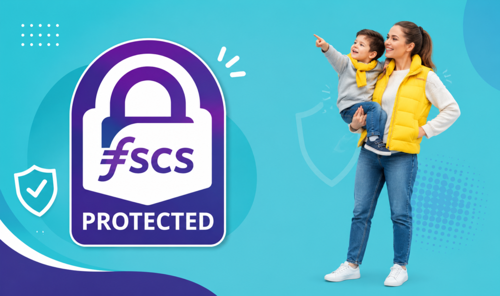 Mother and child next to fscs savings protection
